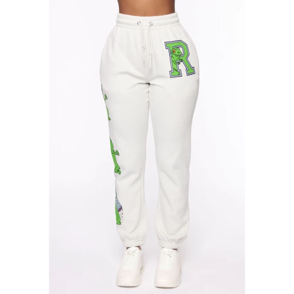 Fashion Nova Rugrats Reptaur Heather Grey Sweatpants Joggers Size Small